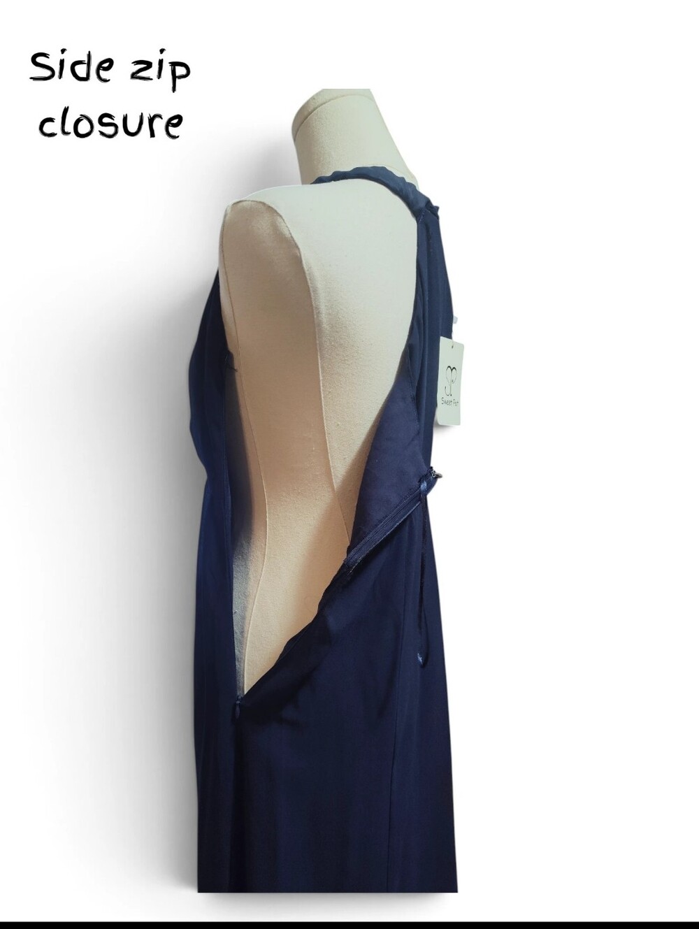 🆕️ Sweet Pot Sleeveless Navy Blue Maxi Dress Womens Size 12 - Twist Front - Picture 7 of 11